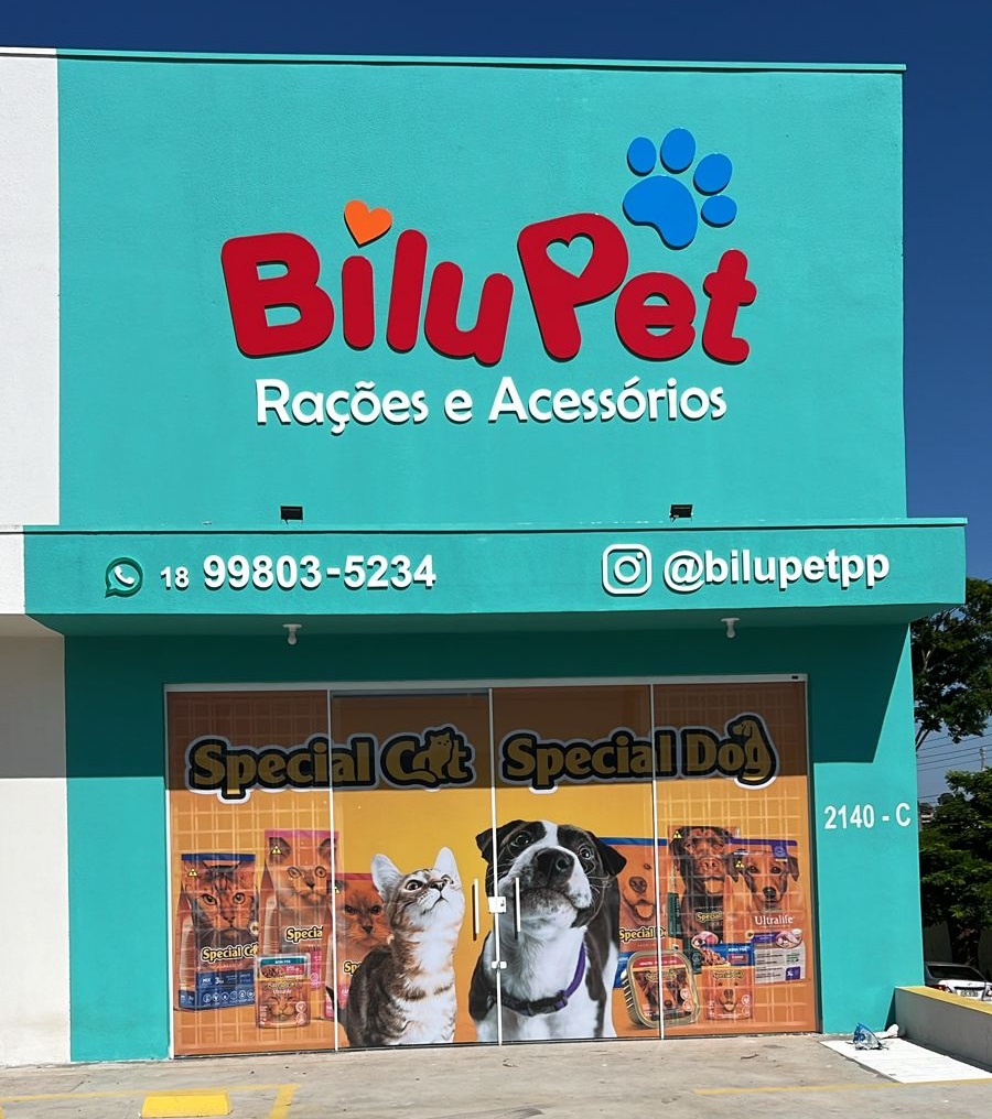 Fachada da Bilu Pet Shop em Presidente Prudente